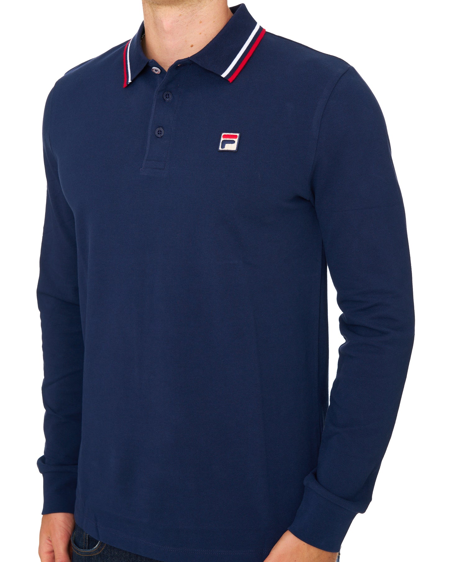 Fila Vintage Tipped LS Polo Shirt Navy