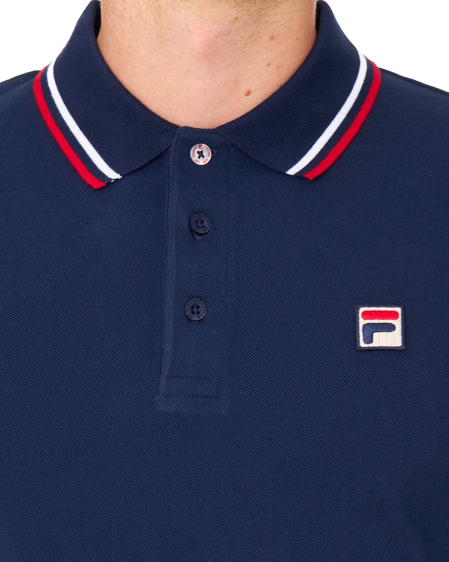 Fila Vintage Tipped LS Polo Shirt Navy