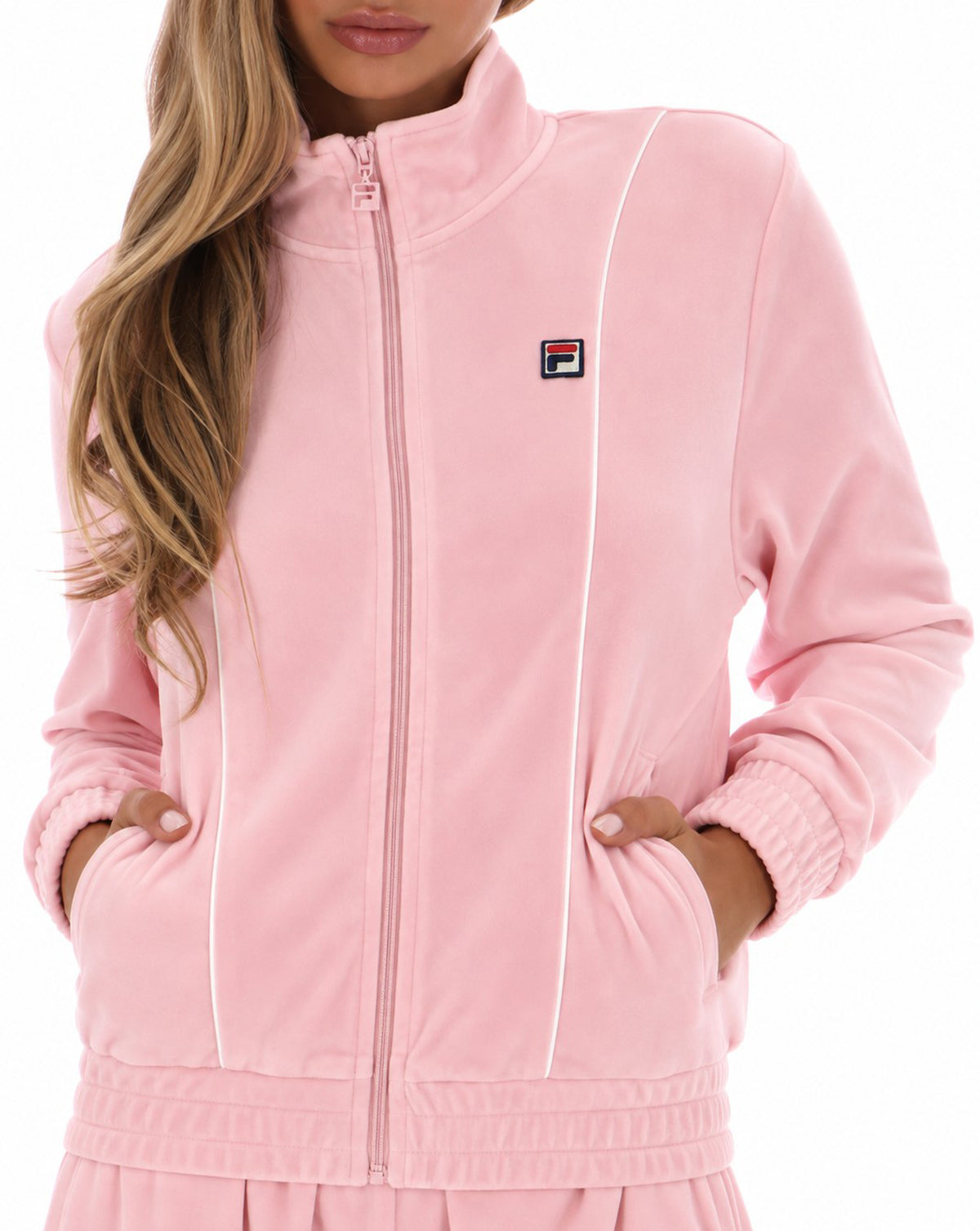 Fila Women's Piped Velour Track Top Soft Pink