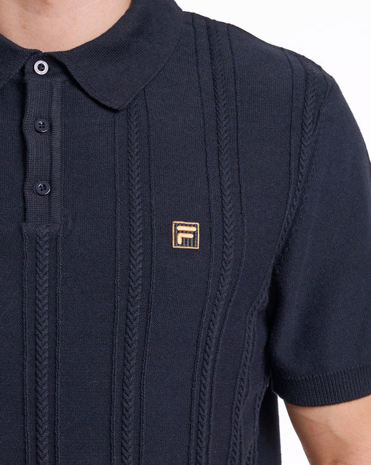 Fila Gold Fila Gold Barns Cable Knit Polo Black