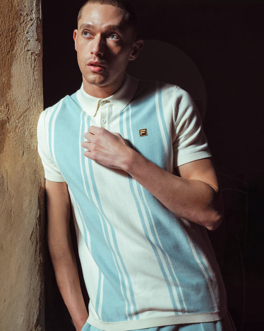 Fila Gold Fila Gold Buddy Knit Polo Off White/Sterling Blue