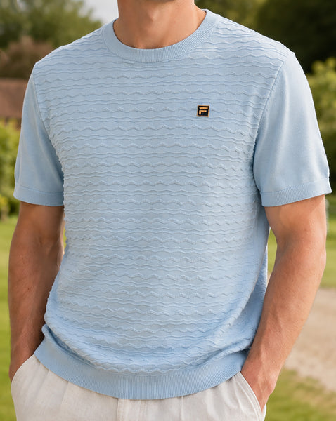 Fila Gold Don Knitted T Shirt Sterling Blue