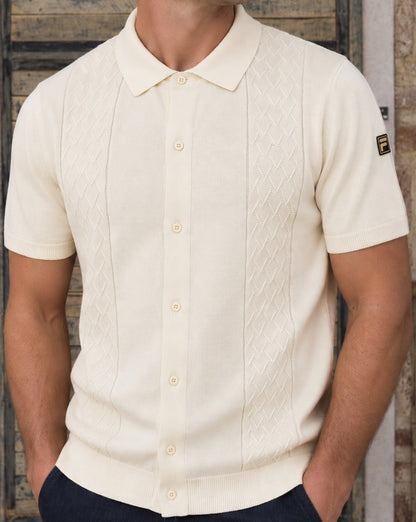 Fila Gold Mario Diamond Knit Polo Off White