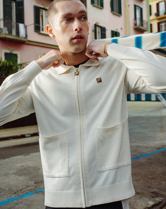 Fila Gold Fila Gold Teddy Knit Zip Up Off White