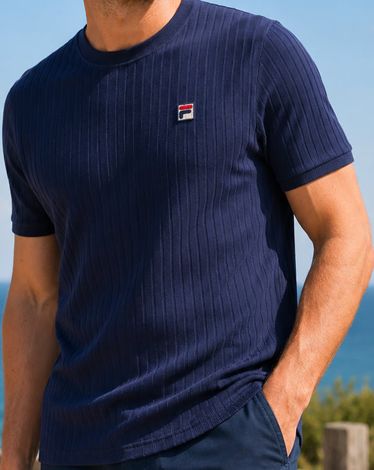 Fila Vintage Fila Vintage Easton Ribbed T Shirt Navy