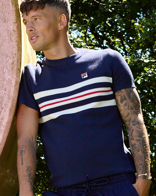 Fila Vintage Fila Vintage Gerardo Stripe Knitted Navy