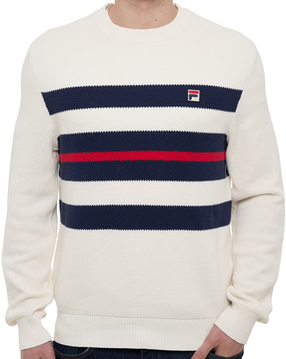Fila Vintage Giuseppe Striped Crew Knit Gardenia