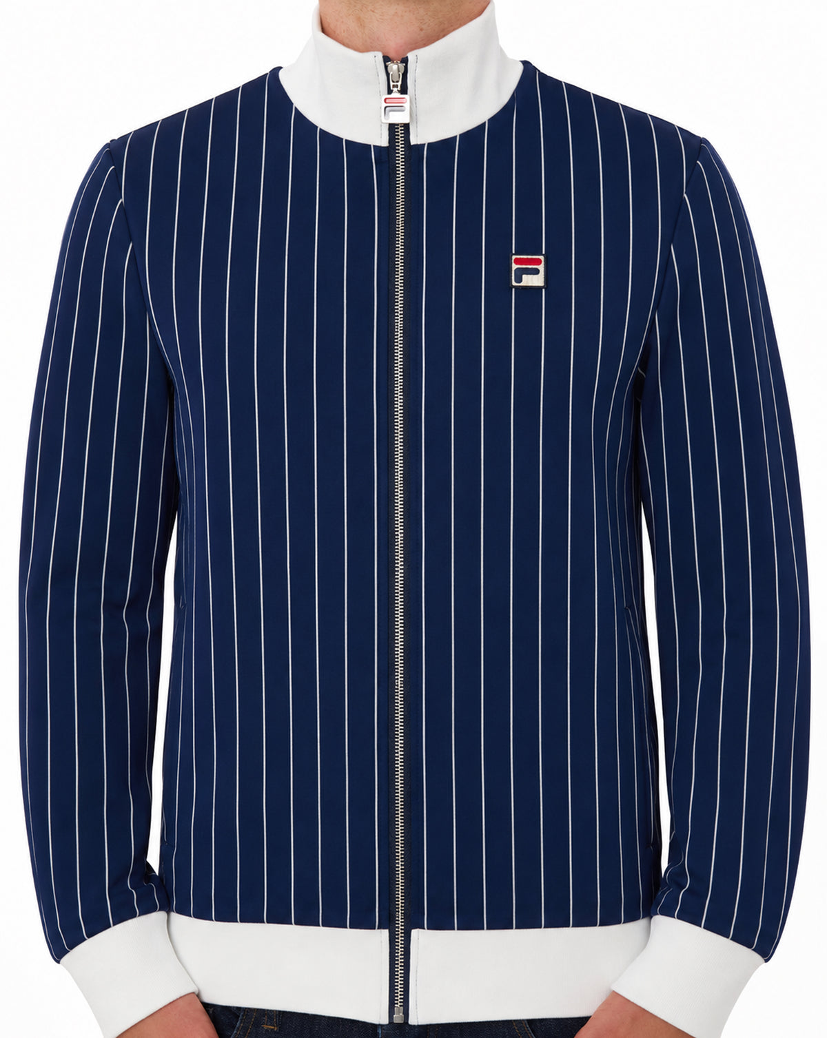Fila Vintage Striped Track Top Navy/Gardenia