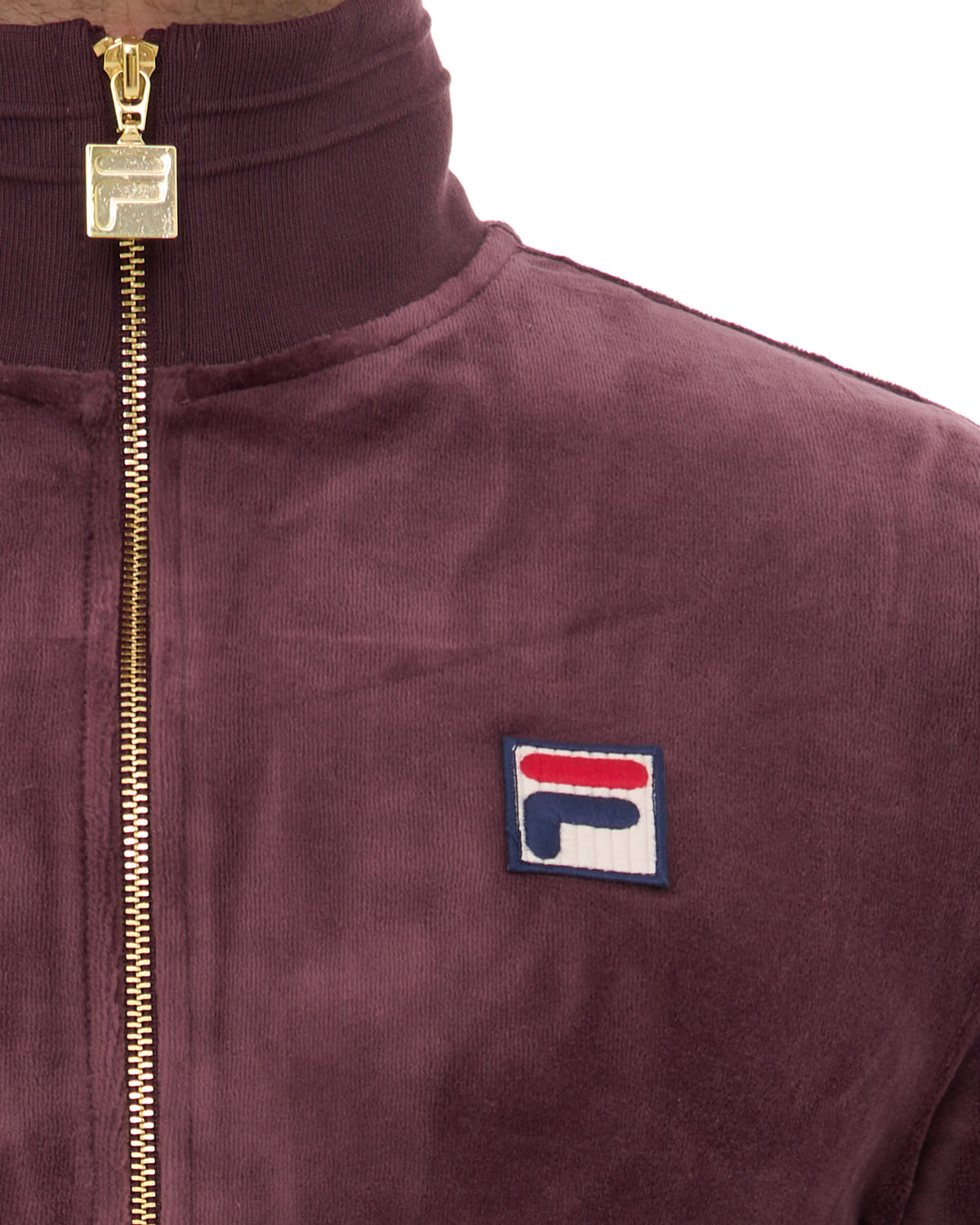 Fila Vintage Nero Velour Track Top Deep Burgundy
