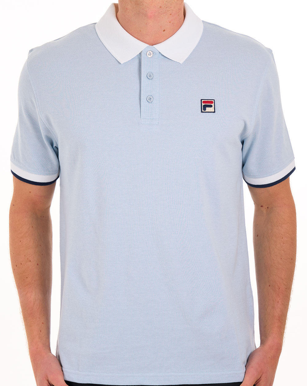Fila Vintage Contrast Polo Shirt Sky