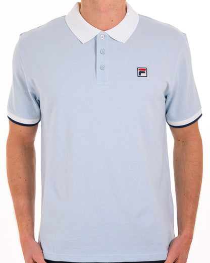 Fila Vintage Contrast Polo Shirt Sky