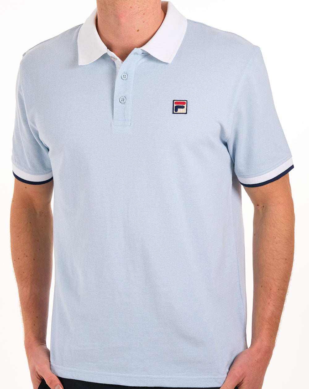 Fila Vintage Contrast Polo Shirt Sky