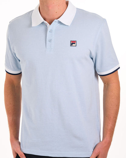 Fila Vintage Contrast Polo Shirt Sky