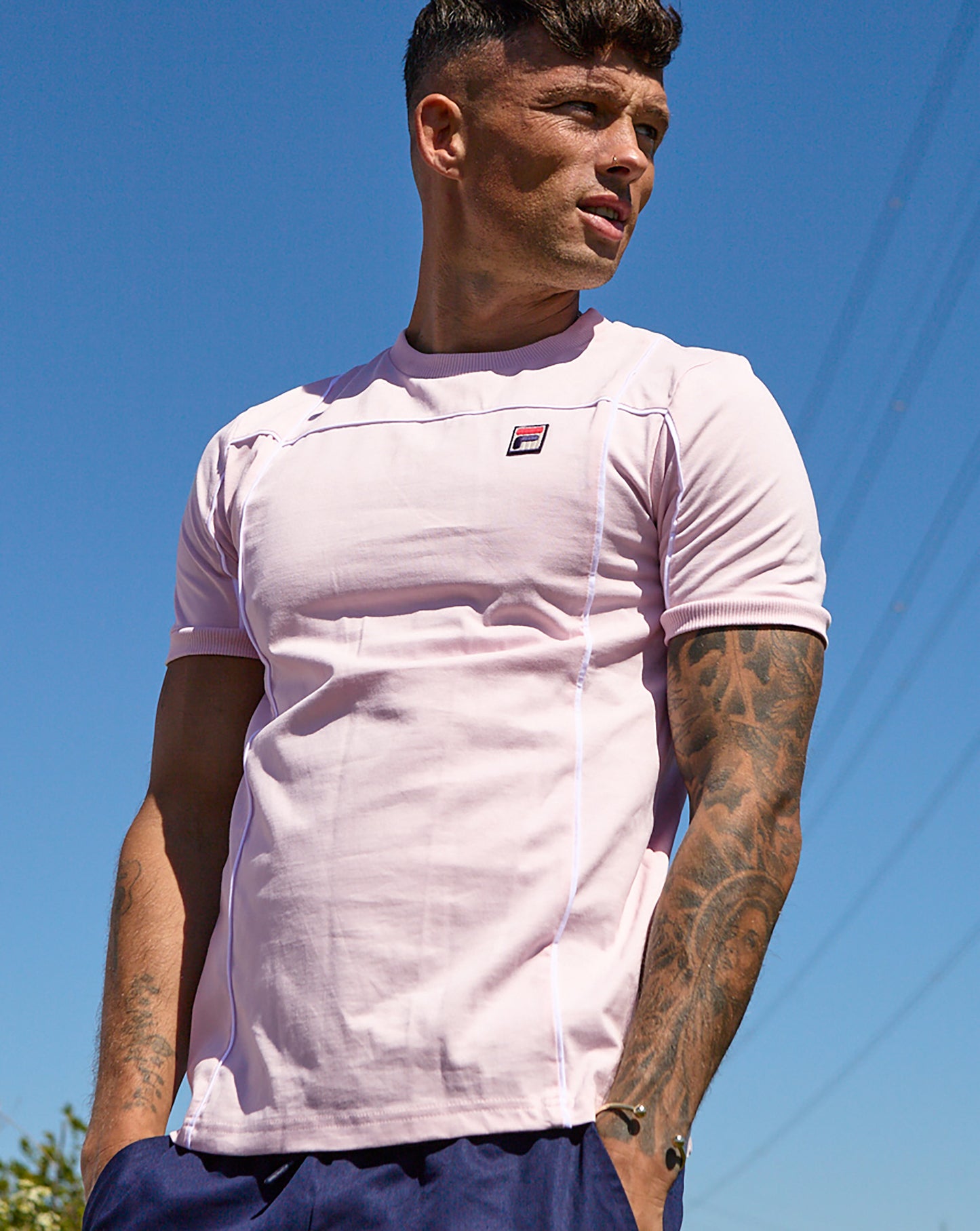 Fila Vintage Terrinda T Shirt Soft Pink / White