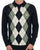 Gabicci Vintage Argyle Diamond Knit LS Polo Black