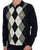 Gabicci Vintage Argyle Diamond Knit LS Polo Black