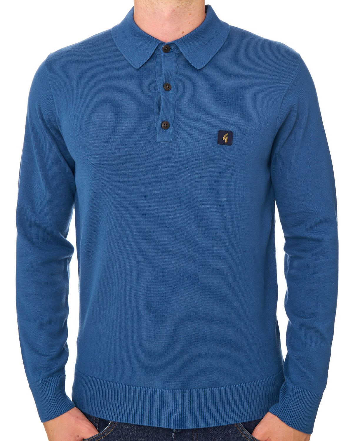 Gabicci Vintage Francesco LS Knitted Polo Airforce Blue