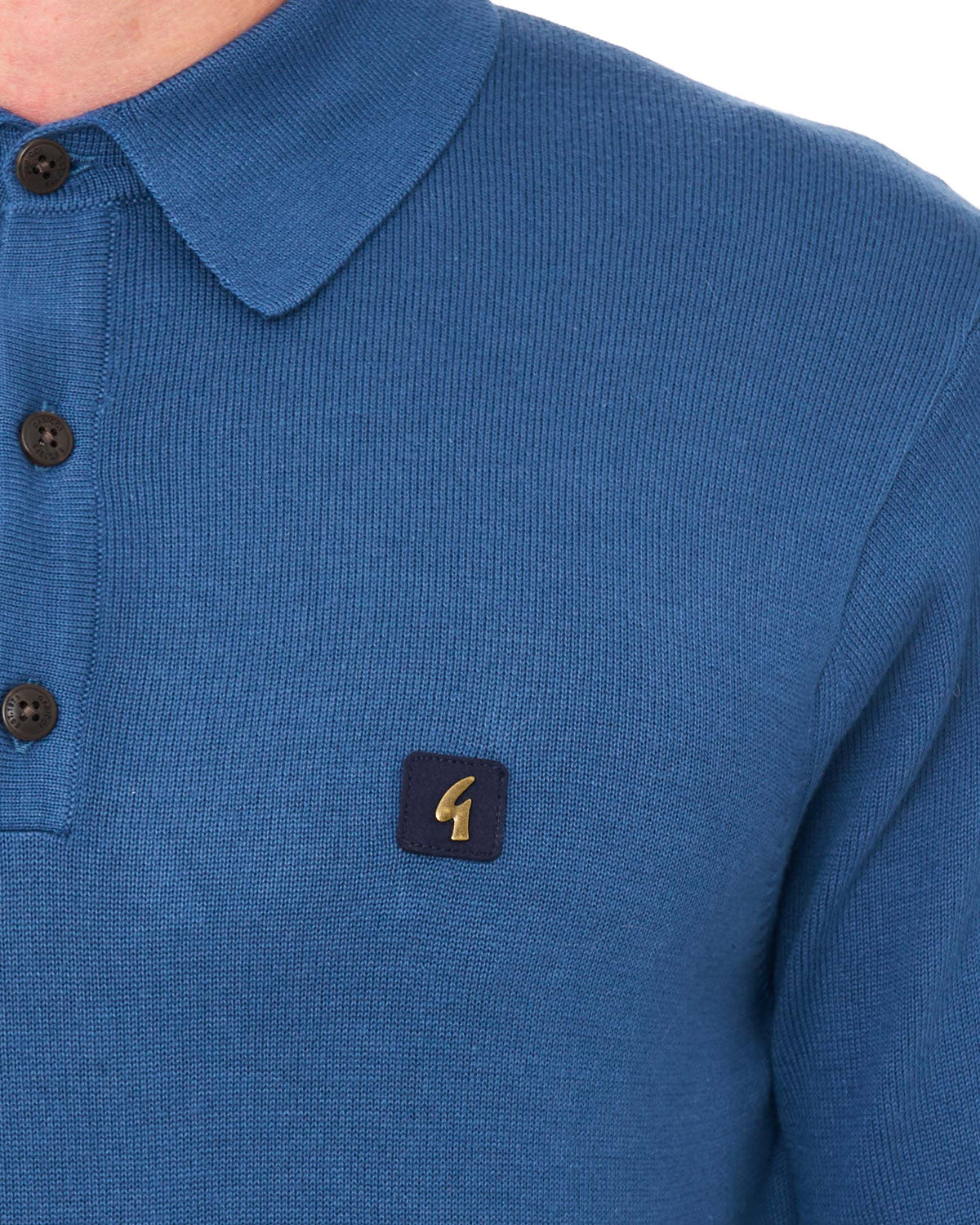 Gabicci Vintage Francesco LS Knitted Polo Airforce Blue