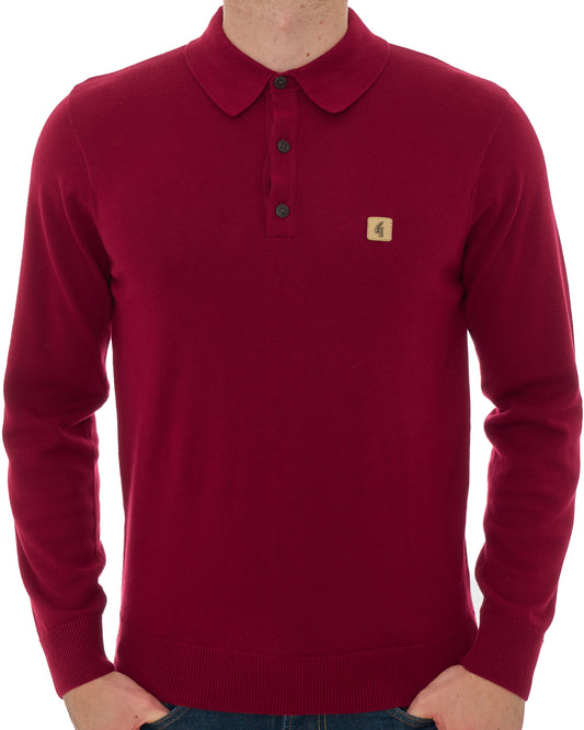 Gabicci Vintage Gabicci Vintage Francesco LS Knitted Polo Claret