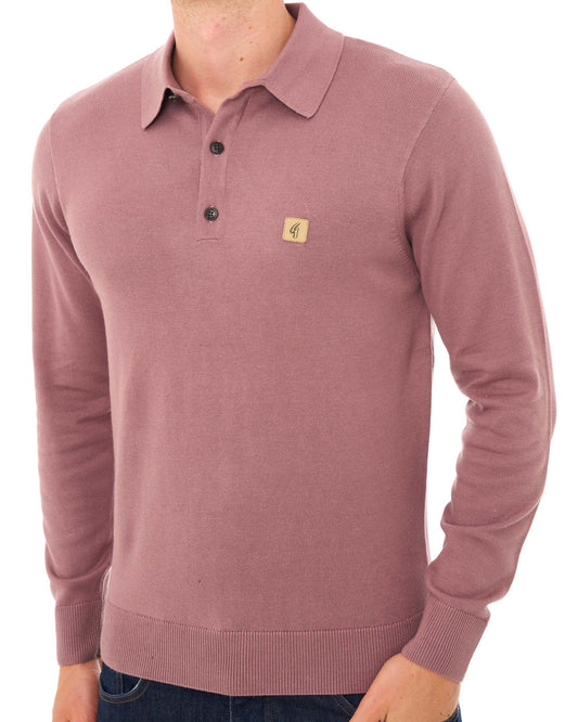 Gabicci Vintage Gabicci Vintage Francesco LS Knitted Polo Dusky Pink