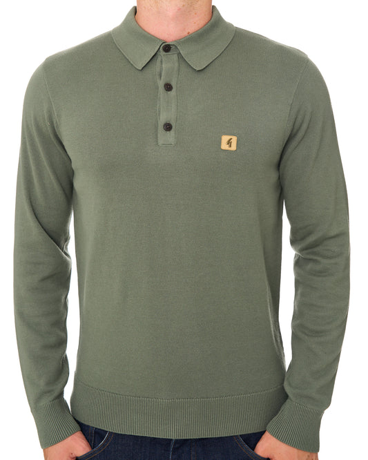 Gabicci Vintage Gabicci Vintage Francesco LS Knitted Polo Sage