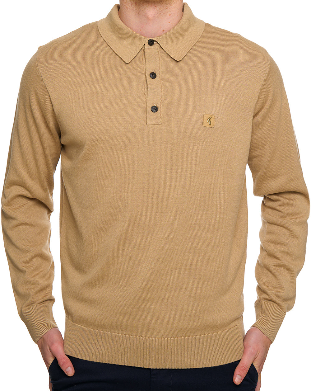 Gabicci Vintage Francesco LS Knitted Polo Sandstone