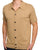 Gabicci Vintage Full Button Knit Polo Sandstone