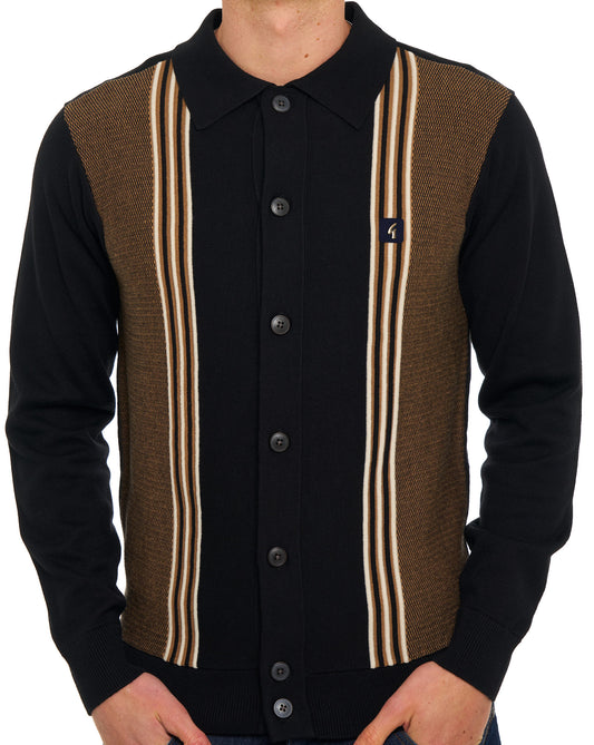 Gabicci Vintage Gabicci Vintage Hanson Button Through Knit Black Nutmeg