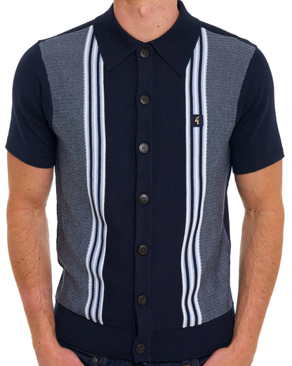 Gabicci Vintage Hanson Knit Polo Navy / Sky