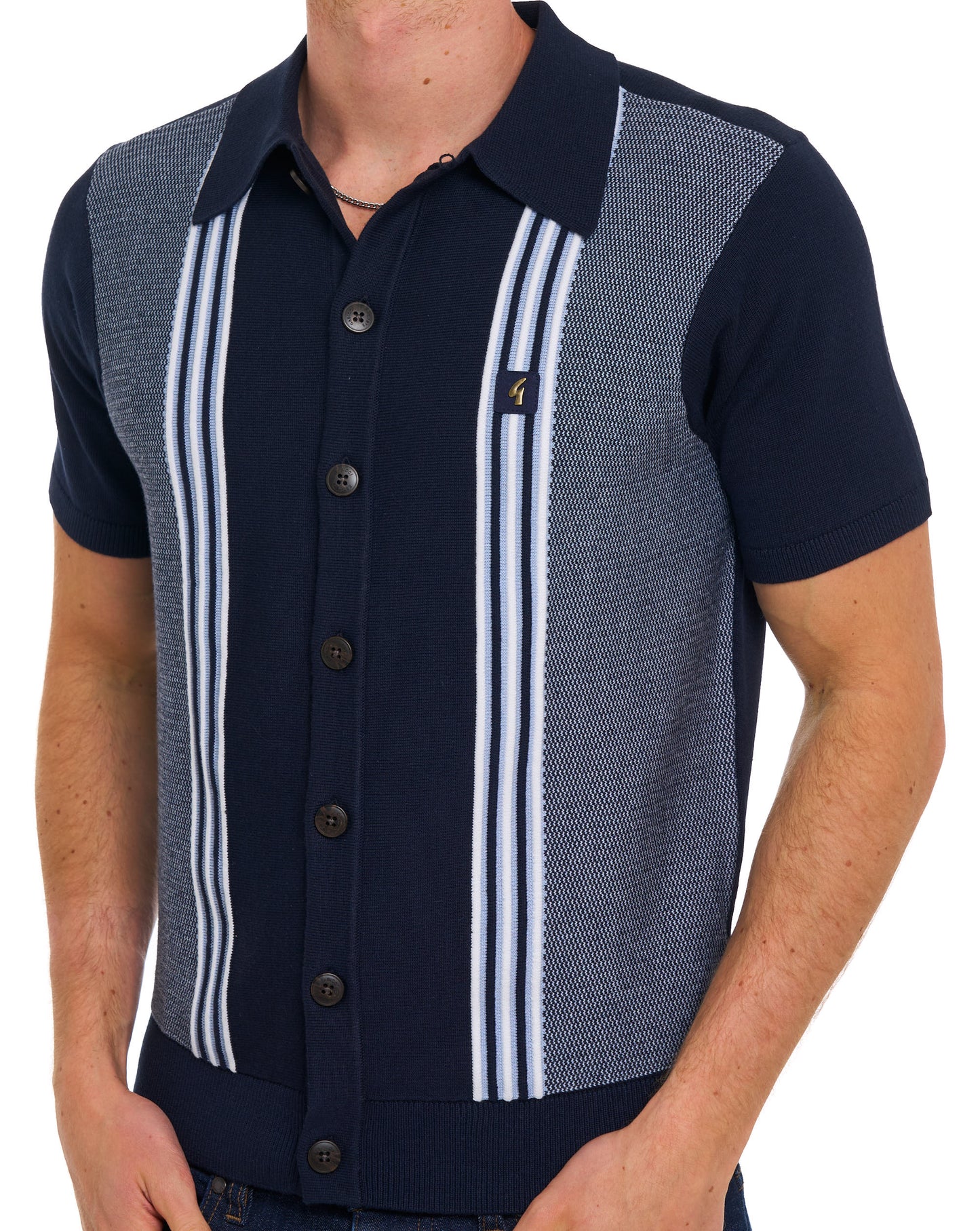 Gabicci Vintage Hanson Knit Polo Navy / Sky