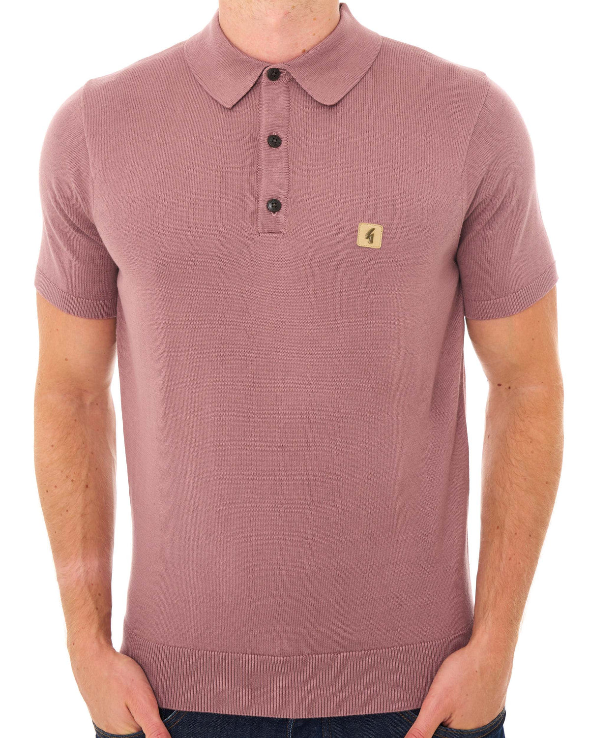 Gabicci Vintage Jackson Knit Polo Dusky Pink