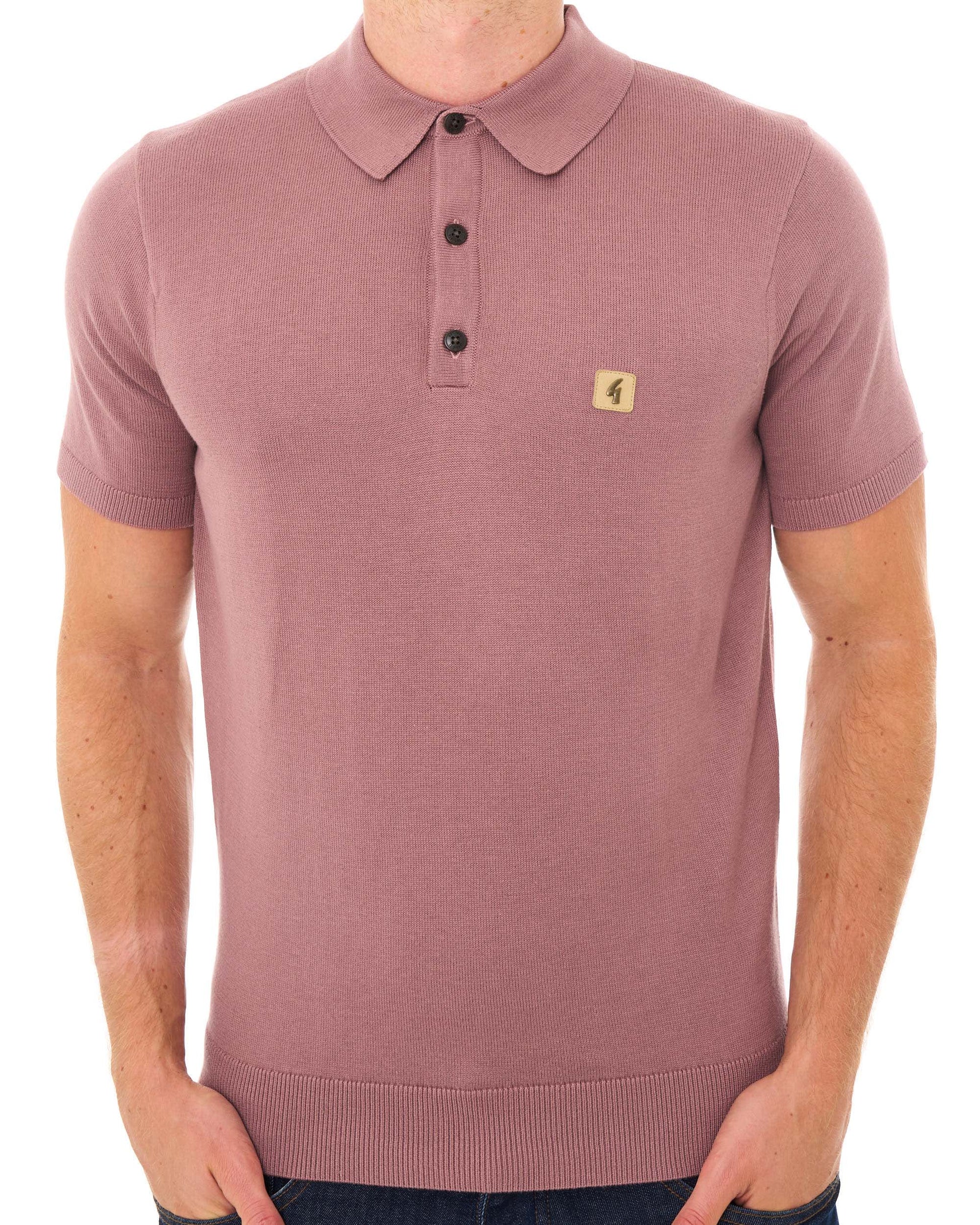 Gabicci Vintage Jackson Knit Polo Dusky Pink