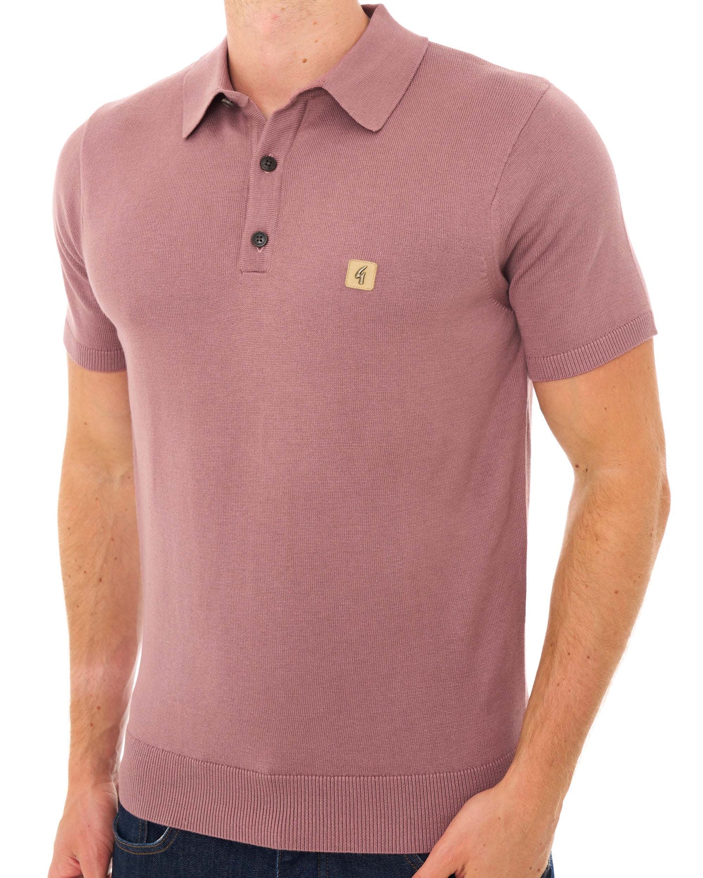 Gabicci Vintage Jackson Knit Polo Dusky Pink