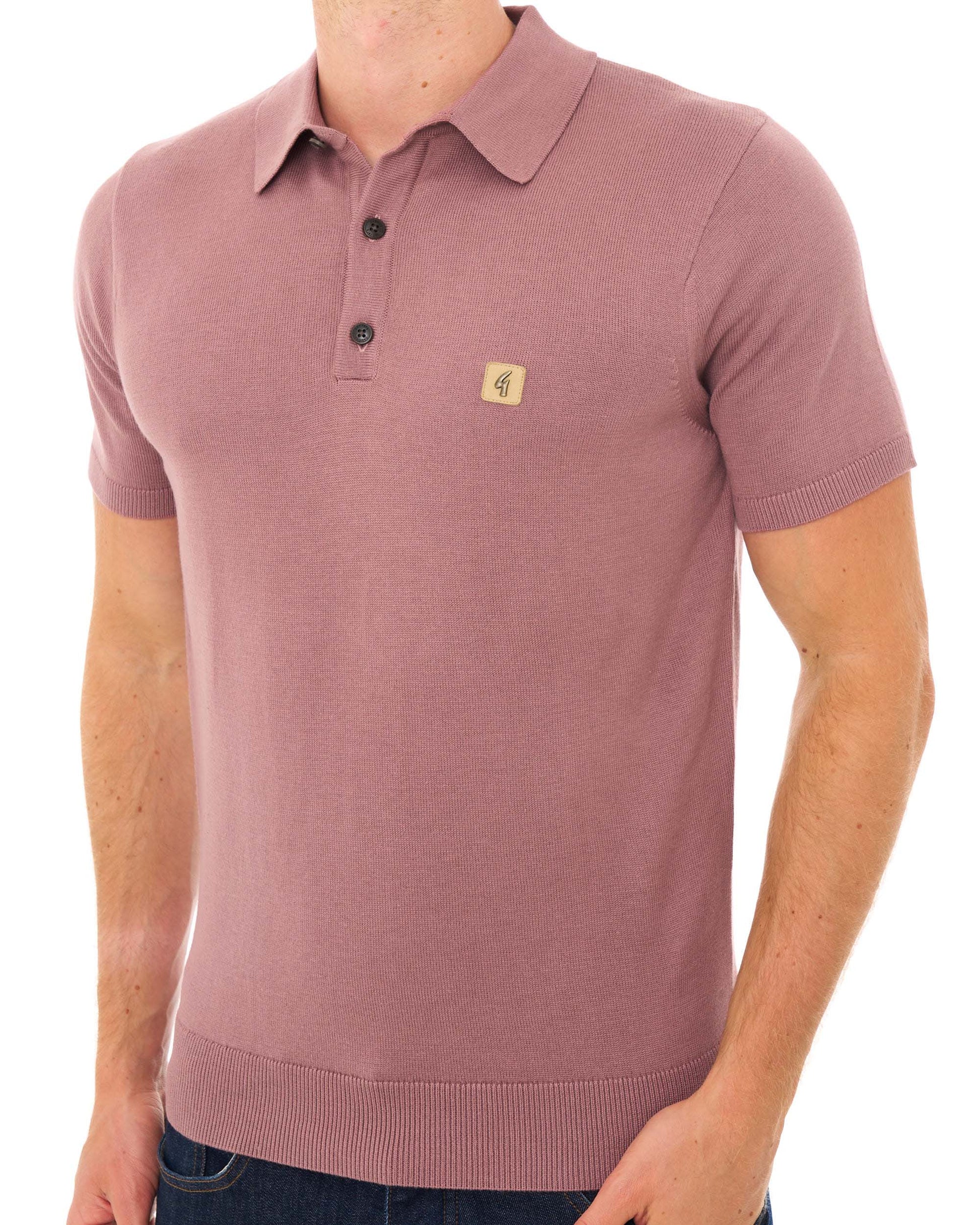 Gabicci Vintage Jackson Knit Polo Dusky Pink