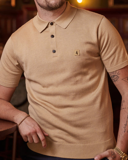 Gabicci Vintage Jackson Knit Polo Sandstone