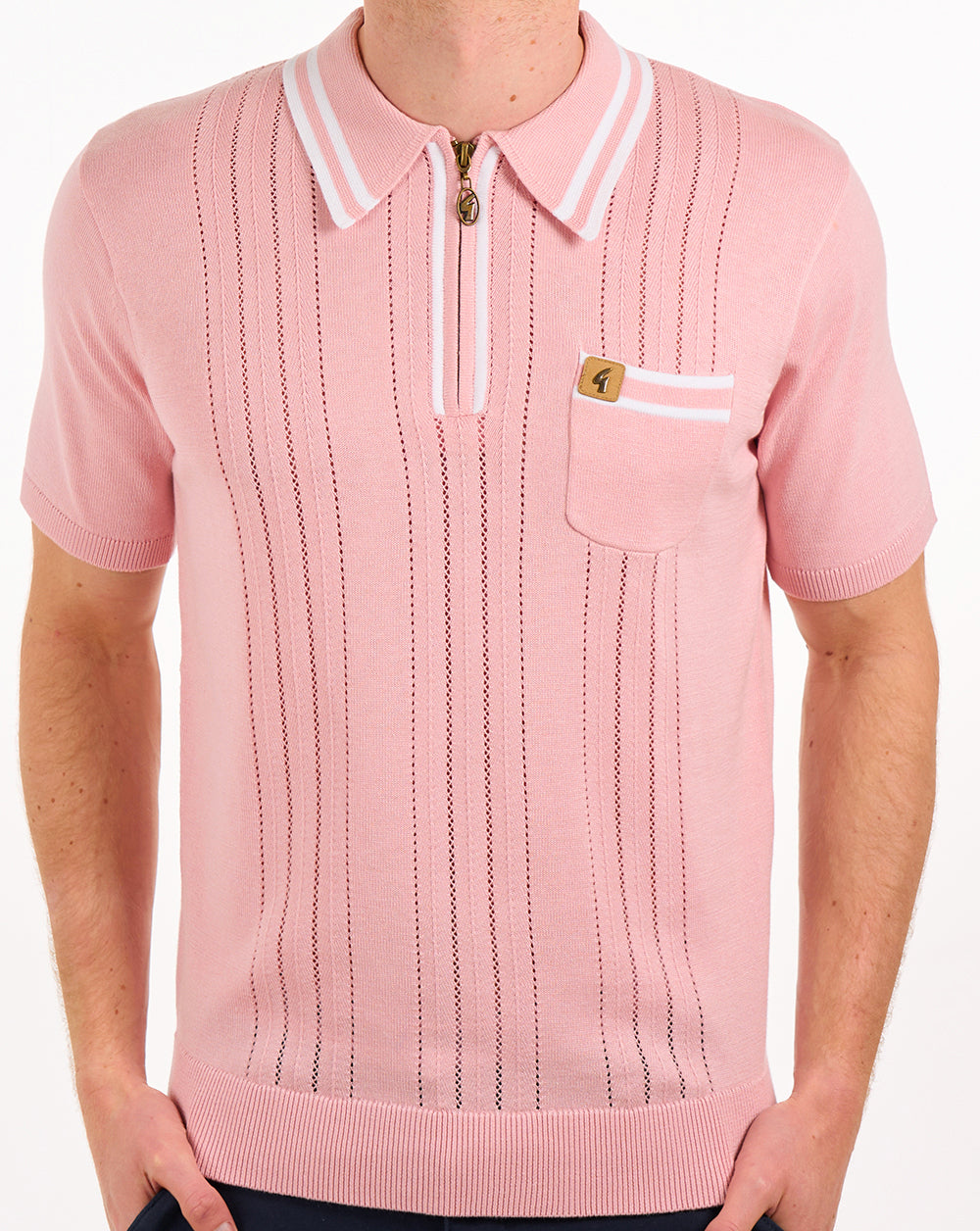 Gabicci Vintage Johnson Knit Polo Soft Pink