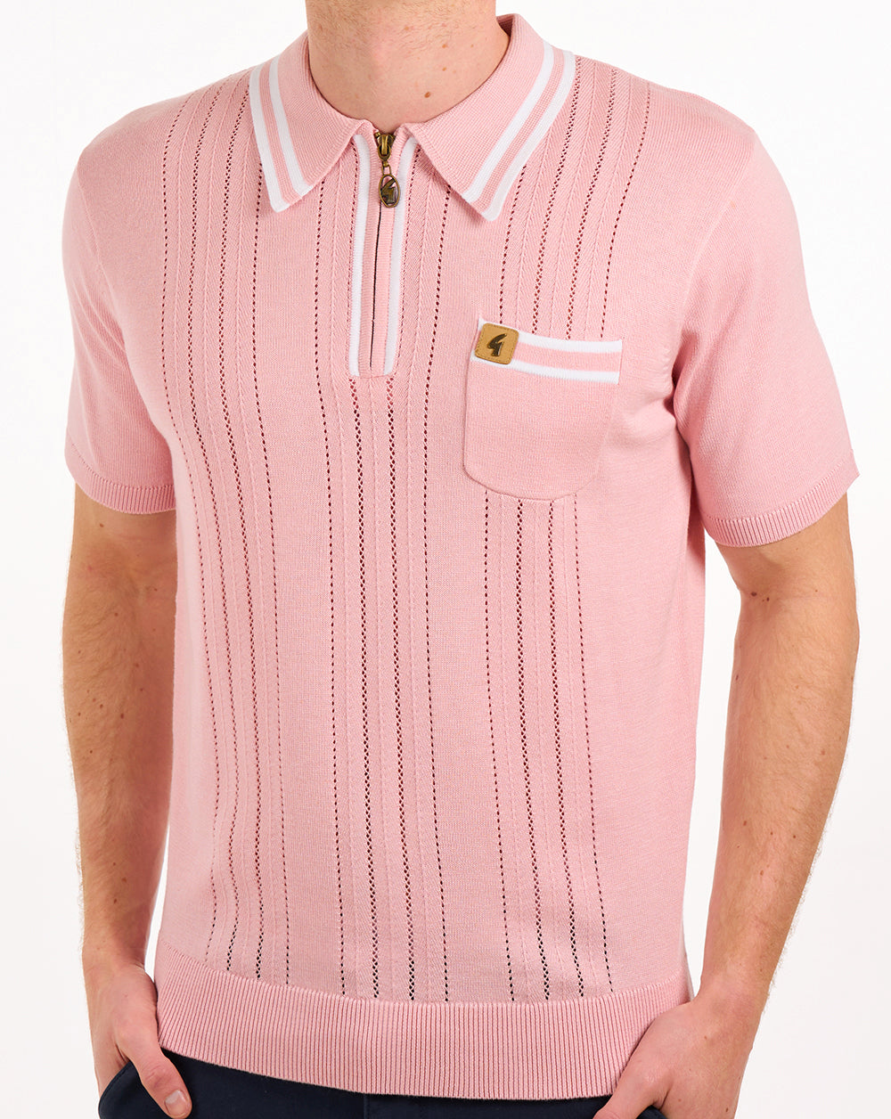 Gabicci Vintage Johnson Knit Polo Soft Pink