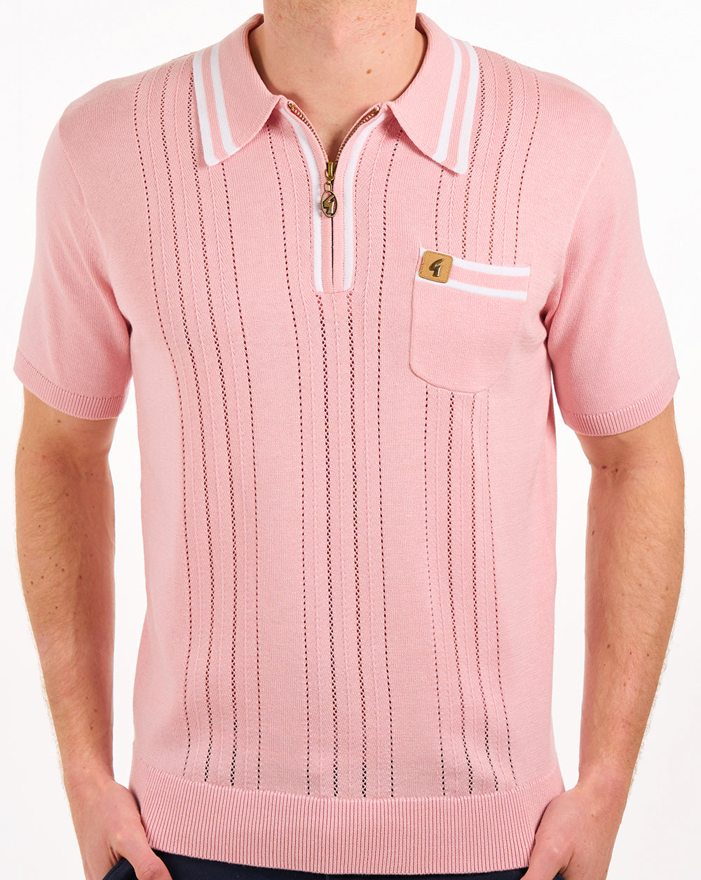 Gabicci Vintage Johnson Knit Polo Soft Pink