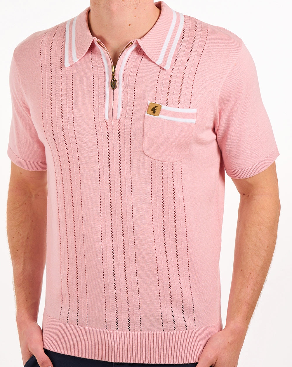 Gabicci Vintage Johnson Knit Polo Soft Pink