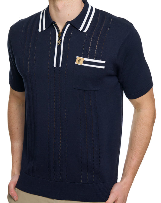 Gabicci Vintage Gabicci Vintage Johnson Knit Polo Navy