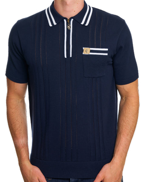 Gabicci Vintage Johnson Knit Polo Navy