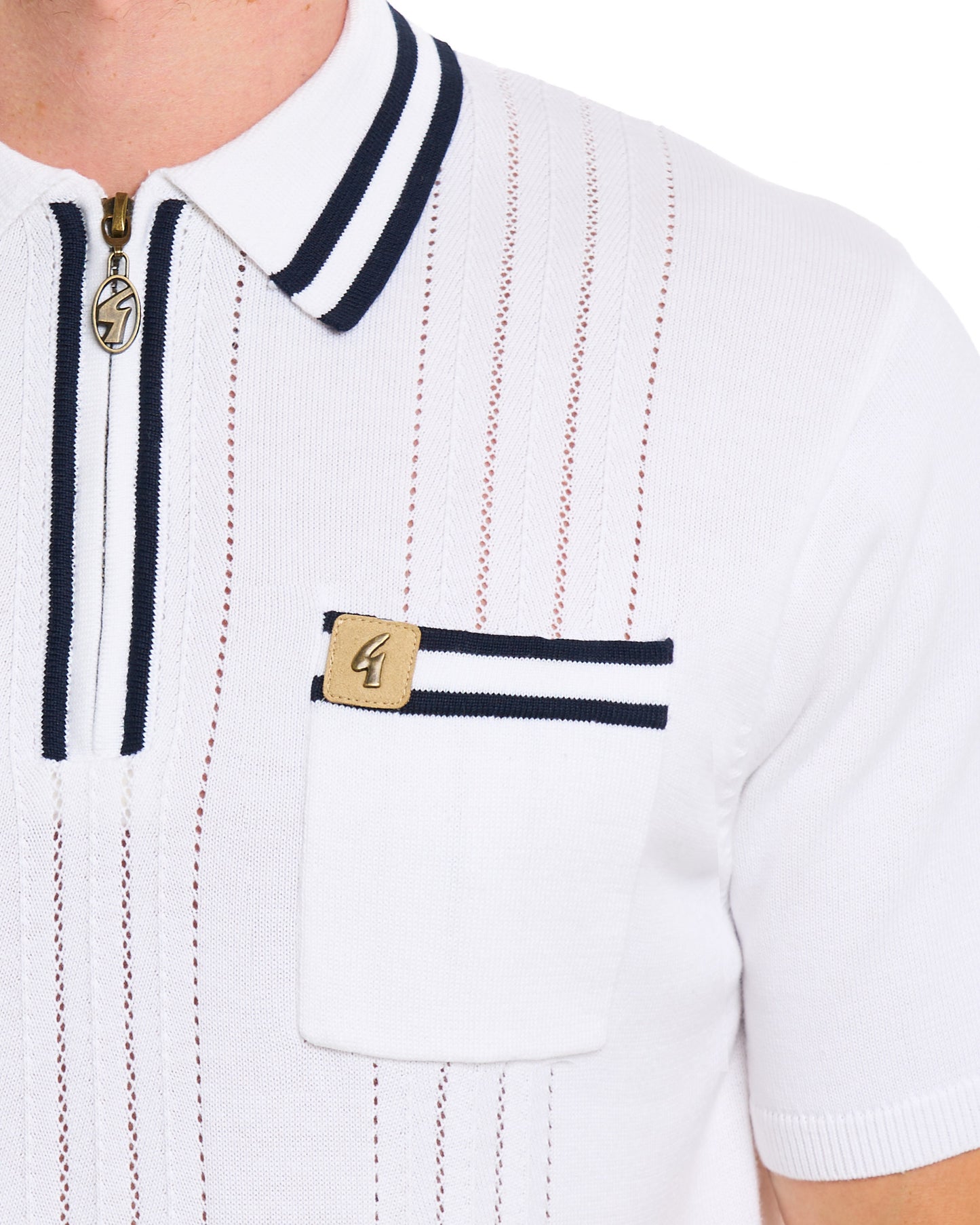 Gabicci Vintage Johnson Knit Polo White