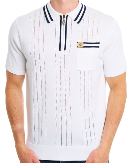 Gabicci Vintage Johnson Knit Polo White