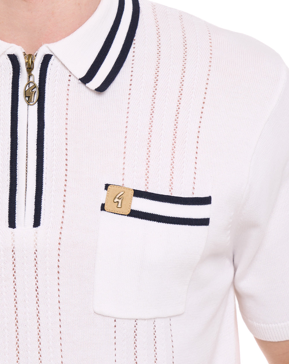 Gabicci Vintage Johnson Knit Polo White