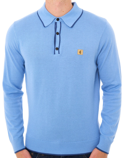 Gabicci Vintage Gabicci Vintage Lineker Knitted Polo Sky Blue
