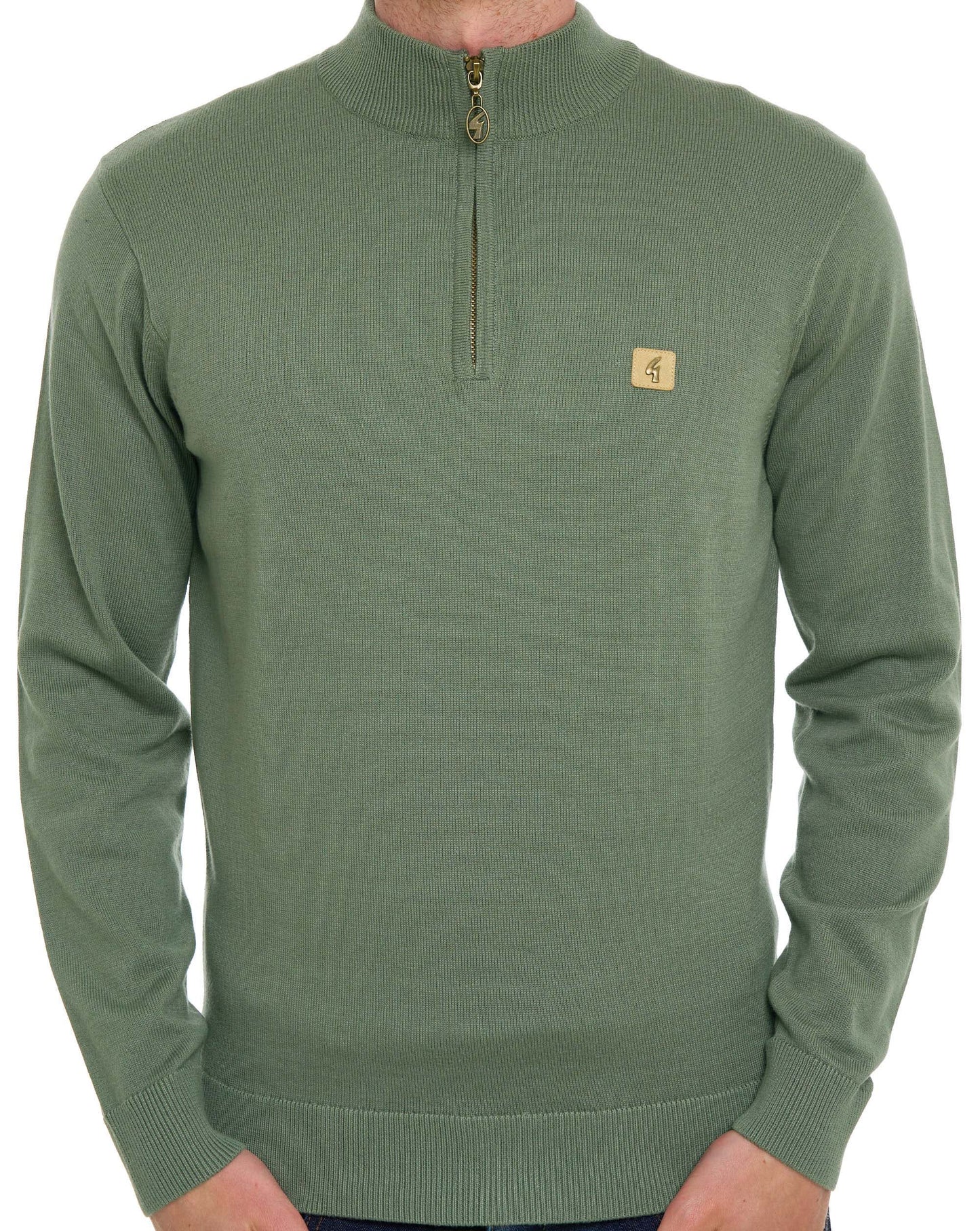 Gabicci Vintage Naxton 1/4 Zip Knit Khaki Green