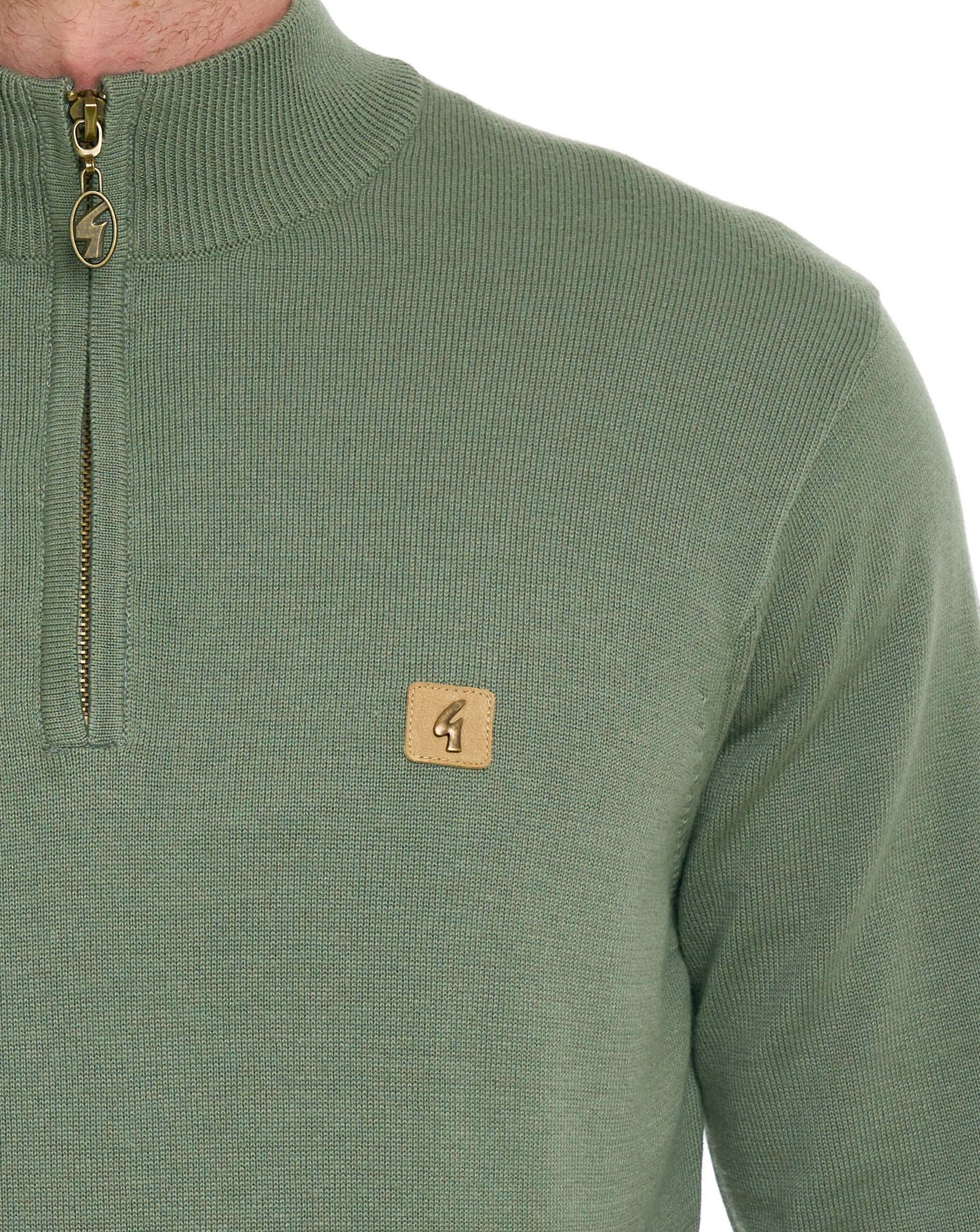 Gabicci Vintage Naxton 1/4 Zip Knit Khaki Green
