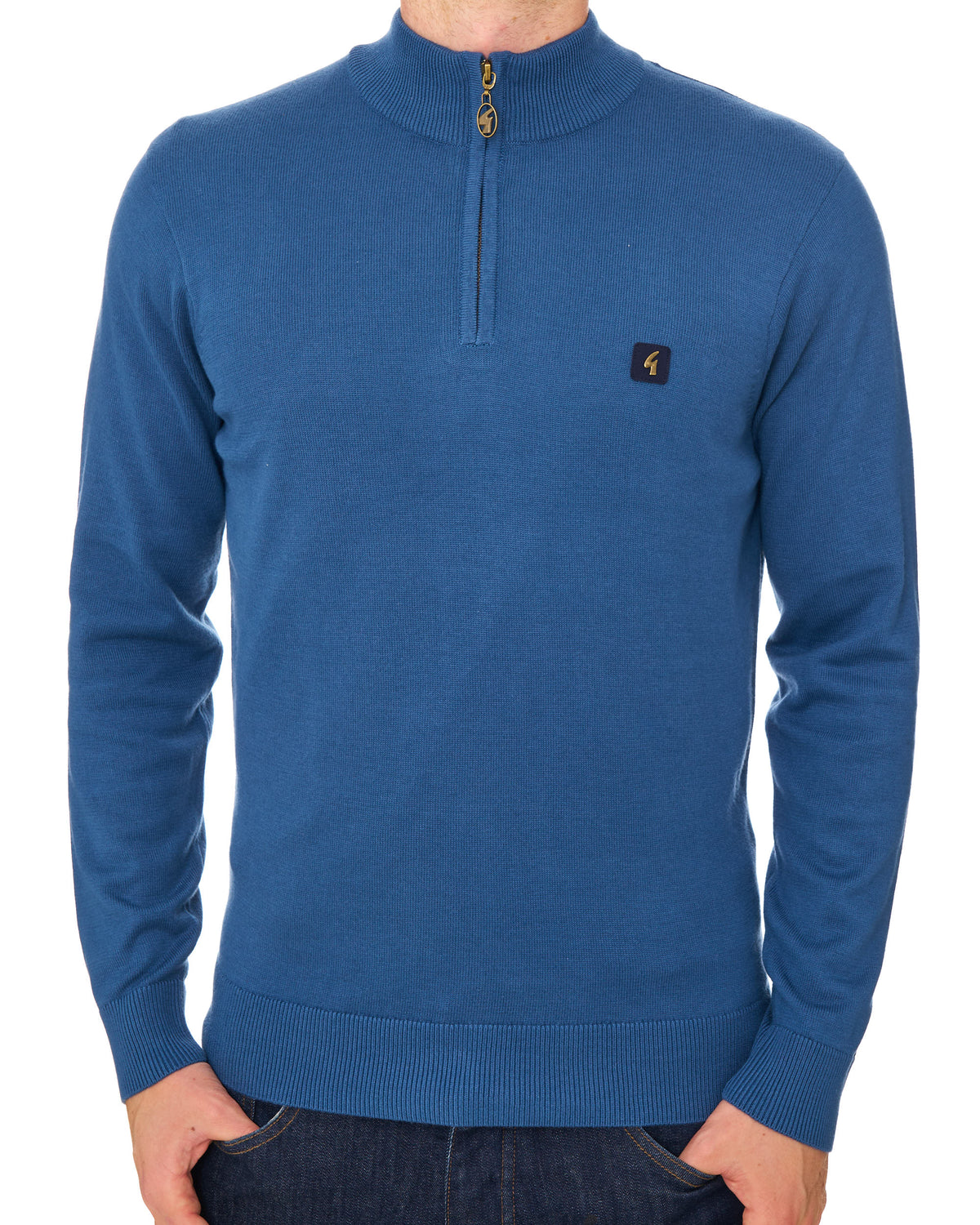 Gabicci Vintage Naxton 1/4 Zip Knit Airforce Blue