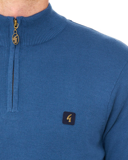 Gabicci Vintage Naxton 1/4 Zip Knit Airforce Blue