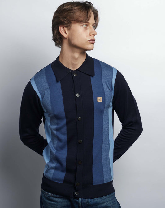 Gabicci Vintage Gabicci Vintage Pedro Full Button Knit Navy